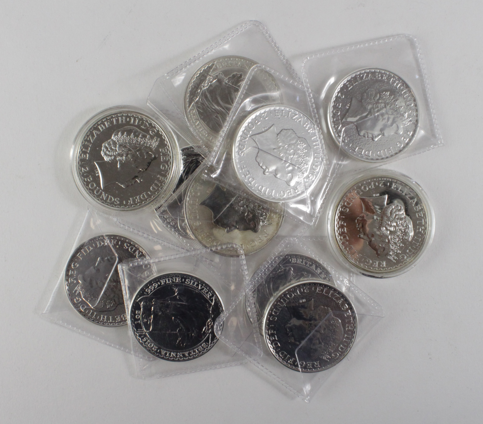 GB Silver one ounce Britannias (11) mixed dates aUnc/Unc