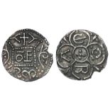 Offa, 757-796, Canterbury Light Coinage silver penny, moneyer Eoba; Obv: 'OF' in square, cross and