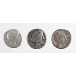 Roman Republican silver denarius of Mn. Aemilius Lepidus, 114-113 B.C., Bust of Roma right /