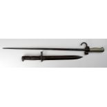 Bayonets: WWI bayonets without scabbards. 1) French Model 1886 Epeé Bayonet with hooked quillon