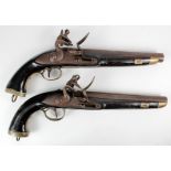 18th Century pair of matched Belgium flintlock Sea Service pistols