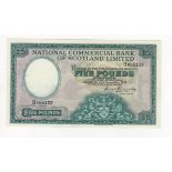 Scotland, National Commercial Bank 5 Pounds dated 16th September 1959, signed David Alexander,