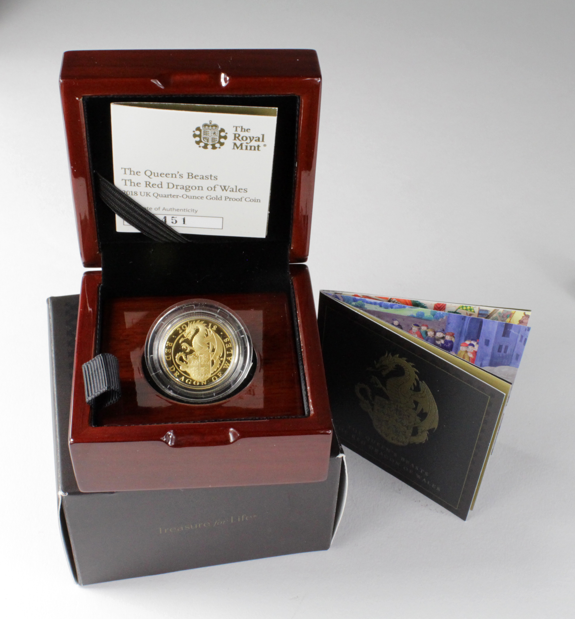 Twenty Five Pounds (Quarter ounce) 2018 "Queens Beasts The Red Dragon" Proof FDC boxed as issued