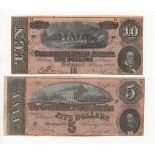 Confederate States of America (2) 10 Dollars dated 17th February 1864, series 10 No. 43981 plate