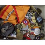 Wide range of pin badges, enamelled badges, medals, etc etc (Qty)