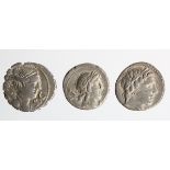 Julius Caesar silver denarius, North African Mint 47-46 B.C., obverse:- Diademed head of Venus