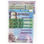 Antarctica & Arctic Territories (11) collecters edition polymer notes, Antarctica 50 Dollars dated