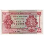 Scotland, Clydesdale Bank Limited Twenty Pounds P200 aVF small "60" in pencil top centre