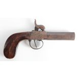 19th century large bore continental percussion box lock pistol