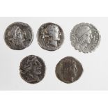 Roman Republican serratus silver denarius of Mn. Aquillius, Mn.f. Mn.n., 71 B.C., Sear 336, GF, next