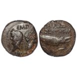 Augustus and Agrippa, dupondius, struck Nemausus, Southern Gaul, c.30 B.C., obverse:- Laureate