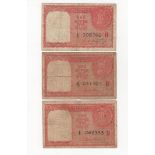 India (3), 1 Rupee dated 1957, Gulf Rupees issued for use in Gulf States, signed A.K. Roy with