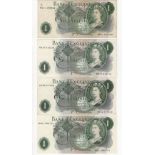 Page 1 Pound (4) issued 1970, first and last run REPLACEMENT notes MW01 435388 & MW19 818319, (B323,