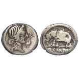 Roman Republican silver denarius of Q.Caecilius Metellus Pius, struck Northern Italy, as Imperator