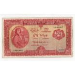 Ireland 20 Pounds dated 23rd October 1957, a scarcer early date and signature combination, Lady