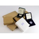 GB Royal Mint Silver Proofs, 8 cased items and sets (11 coins total): £2 1995 WWII Peace Dove, £2