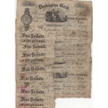 Darlington Bank 5 Pounds (10), issued 1884 - 1887, for Jonathan Backhouse & Company, all cut