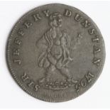 Token, 18thC: Denton's Farthing Token 1795: Two busts facing, 'WE THREE BLOCKHEADS BE' / Rev: SIR