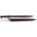 Bayonet: Imperial German Model 1898/05 Butcher Bayonet 2nd Pattern. Ricasso shows maker as Alex