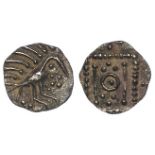 Anglo-Saxon silver sceat, Continental Plumed Bird type, 12mm, 1.10g, S.791, bold VF