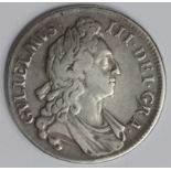 Crown 1696 Octavo, first bust, S.3470, GF with a scratch, and graffiti in angles.