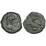 Antoninus Pius bronze drachm of Alexandria, Egypt, reverse:- Nilus reclining left, resting on left