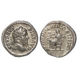 Septimius Severus silver denarius, Rome Mint 209 A.D., reverse:- Salus seated left, feeding a