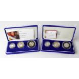 GB Silver Proof Three coin Piedfort sets (2) 2003 & 2004. aFDC/FDC boxed as issued