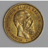German State Prussia Gold 10 Mark 1888A, GVF