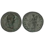 Domitian copper as, Rome Mint 90-91 A.D., reverse:- Moneta standing left, holding scales and
