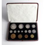 Proof Set 1937 (15 coins) Crown to Farthing including Maundy Set