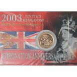 Sovereign 2003 BU on the Royal Mint card