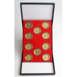 Collection of ten Half Sovereigns all in hard plastic capsules and housed in a flip-up type case.