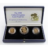 Three coin set 1988 (Two Pounds, Sovereign & Half Sovereign) FDC boxed as issued