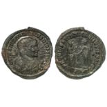 Maximian billon follis, Post-abdication coinage, obverse:- Laureate bust of Maximian right,