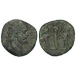 Septimius Severus sestertius, Rome Mint 194 A.D., reverse:- The Three Monetae, standing left, side