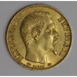 France Gold 20 Francs 1858A, VF/GVF
