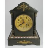 Black slate & enamel mantle clock, by Walter Wyatt, Bournemouth, movement stamped 'Marque