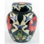 Moorcroft ginger jar & lid, circa 1996, with floral poppy decoration, printed & painted marks to