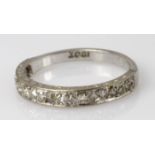 18ct white gold diamond half eternity ring, finger size M, weight 2.4g