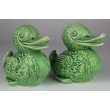 Pair of green Sylvac ducks (no. 1492), height 13cm approx.