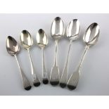 Six silver spoons, including a pair of fiddle pattern table spoons (Henry & Henry John Lias,