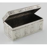 Dutch silver trinket box bears Dutch 2nd standard hallmarks for 1890 (possibly Amsterdam). Shows