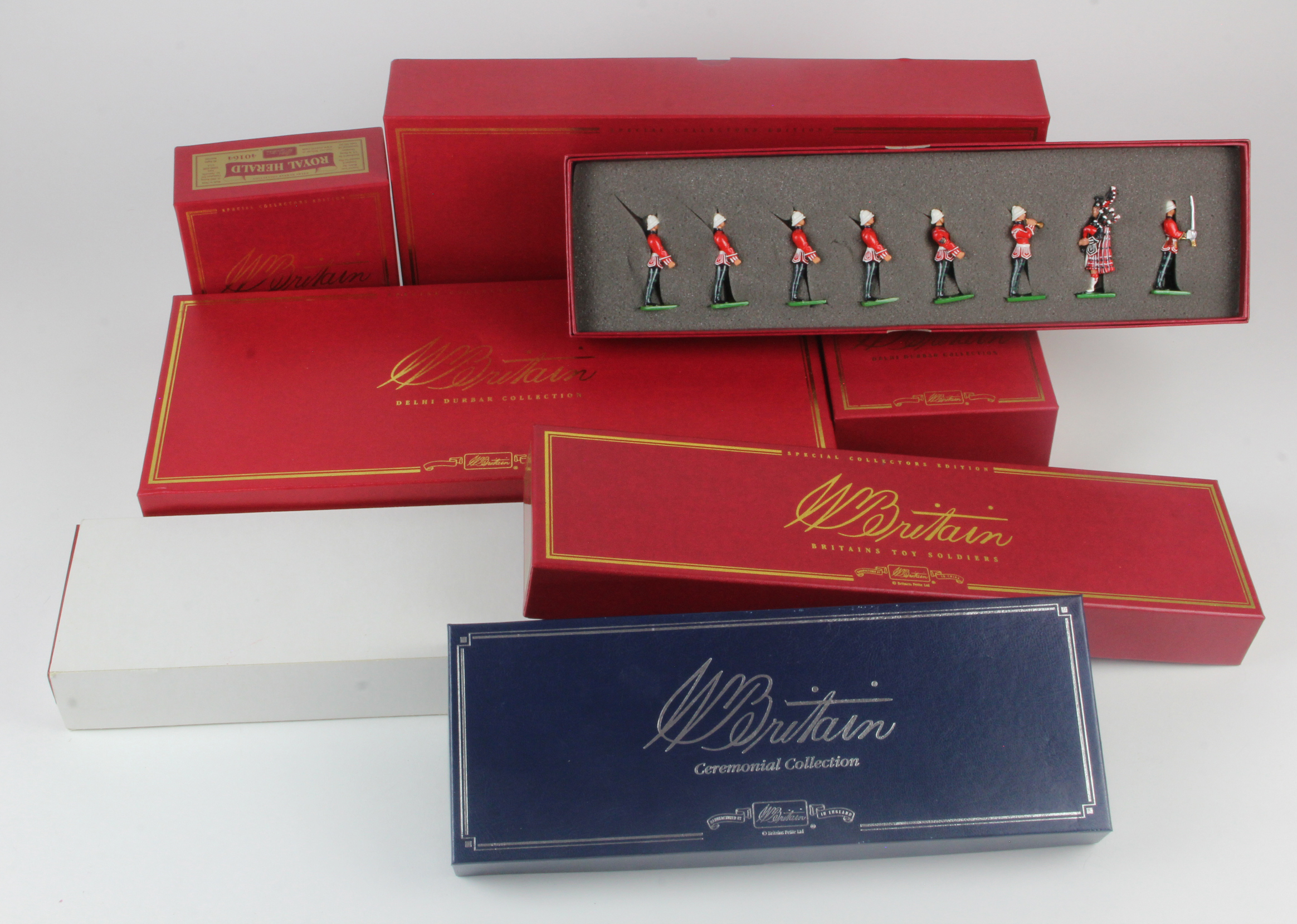 Britains. A collection of seven boxed Britains lead soldier sets, comprising Delhi Durbar Collection