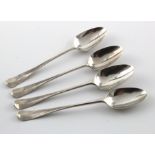 Four Georgian silver Plenty Wheat Sheaf & vine back Hanoverian pattern teaspoons, circa 1772-74,