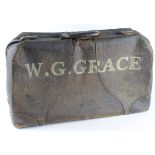 Large leather luggage case by the McBrine Baggage Company, stenciled in bold letters to side 'W.