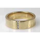 9ct yellow gold diamond set band ring, finger size S, weight 8.9g