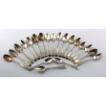 Twenty assorted Georgian silver teaspoons, weight 310g approx.