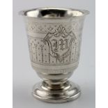 Portuguese Oporto c. 1840 (probably) silver beaker. Has the marks of a crowned P plus a Maker's