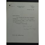 Churchill (Winston). An original typed letter dated November 27, 1945, signed in ink by Winston